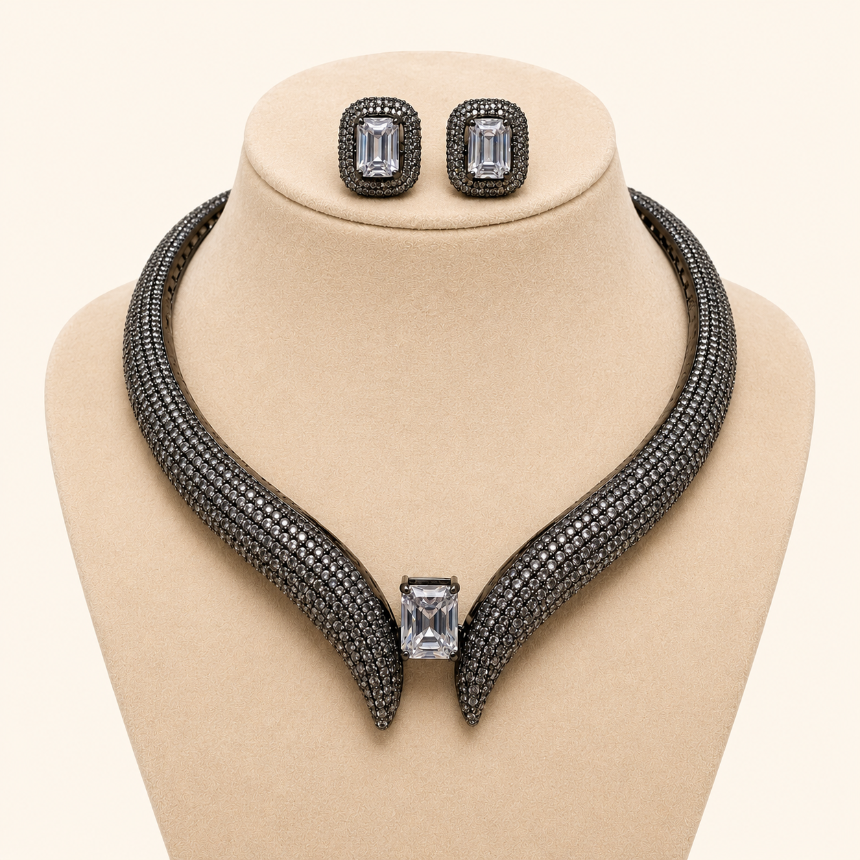 Black Choker American Diamond Necklace