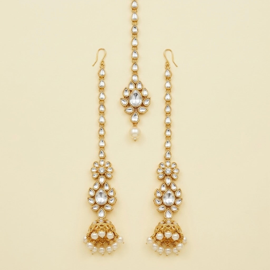 Kundan Earrings with tikka