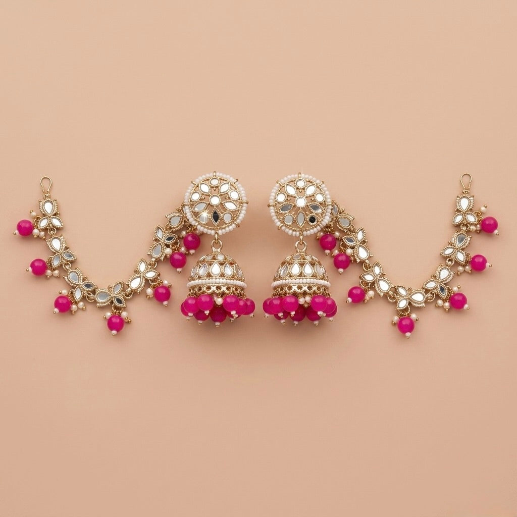 Earring with Sahara ear chain (multiple colour options)