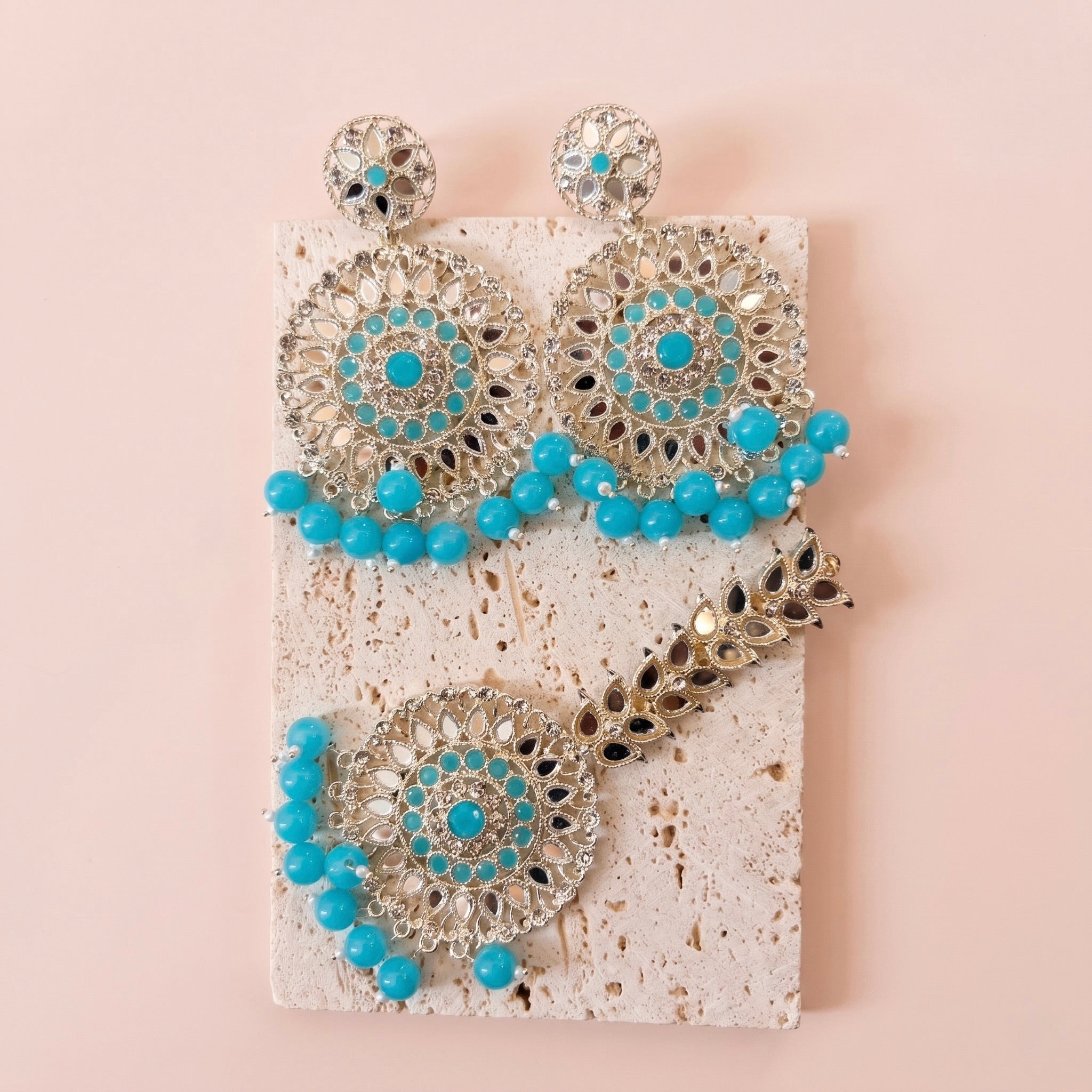 Silver earring set (multiple colour options)