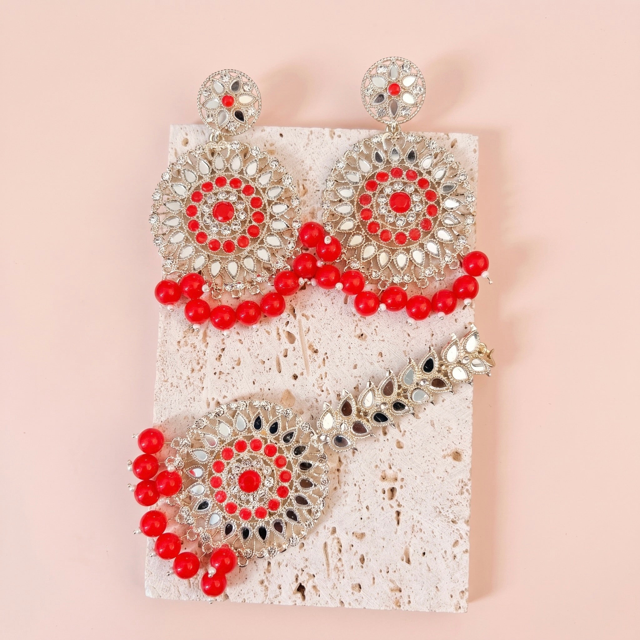 Silver earring set (multiple colour options)