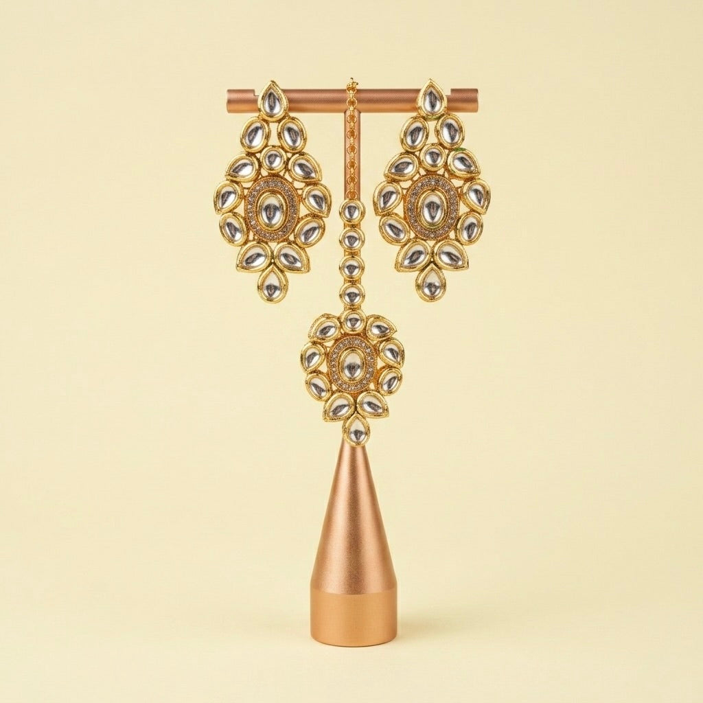 Kundan Earrings with tikka
