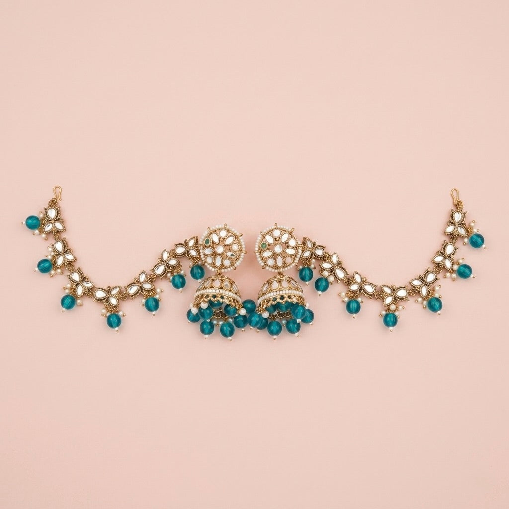 Earring with Sahara ear chain (multiple colour options)