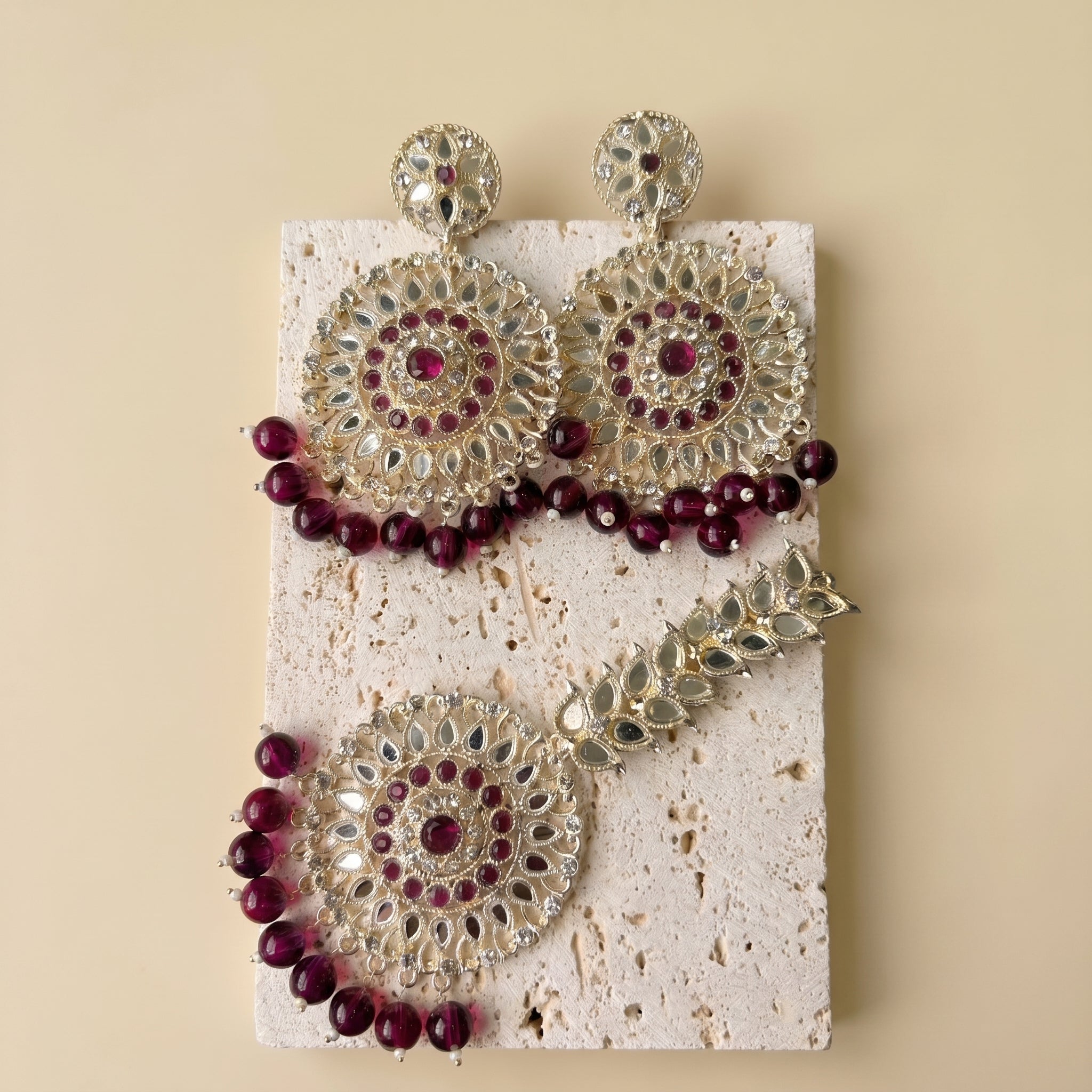 Silver earring set (multiple colour options)