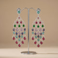 Multi-colored stone chandelier earrings.